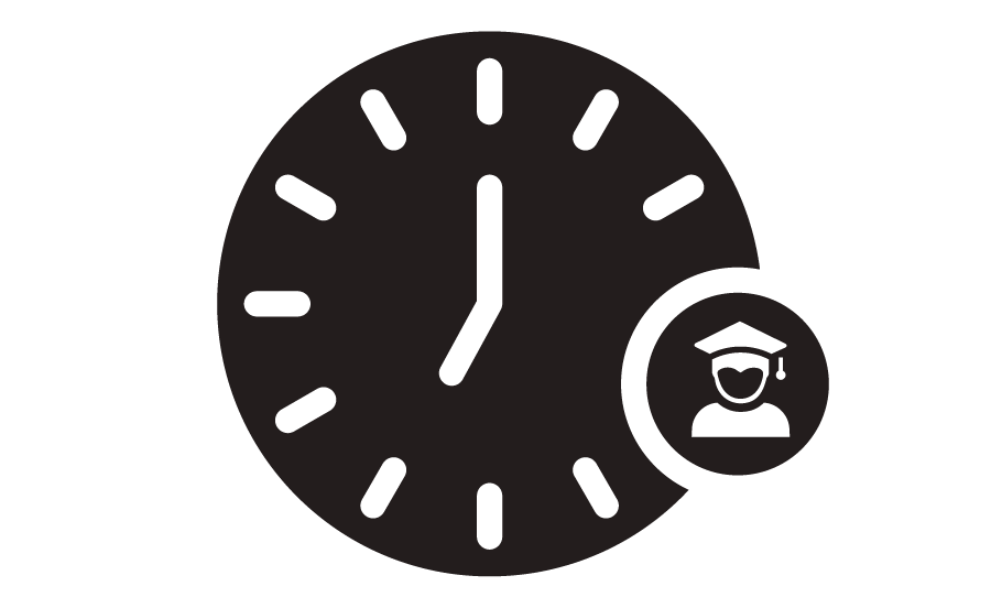 AdultLiteracyHours-02 Clock with Person with Graduation Cap