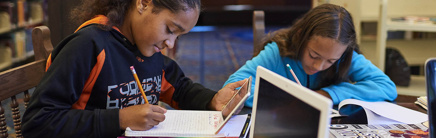 Girls studying