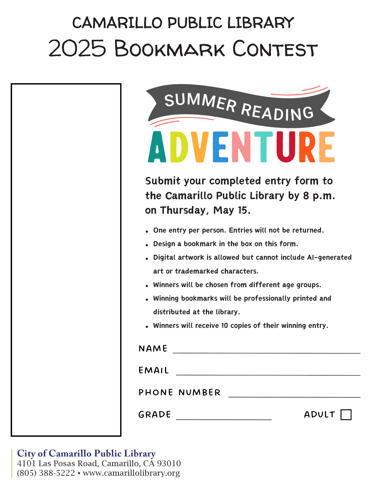 2025 Bookmark Contest Form